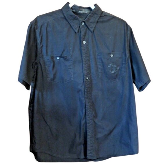 Harley Davidson Other - Harley Davidson Large Black Skulls Short Sleeve Button Up Shirt